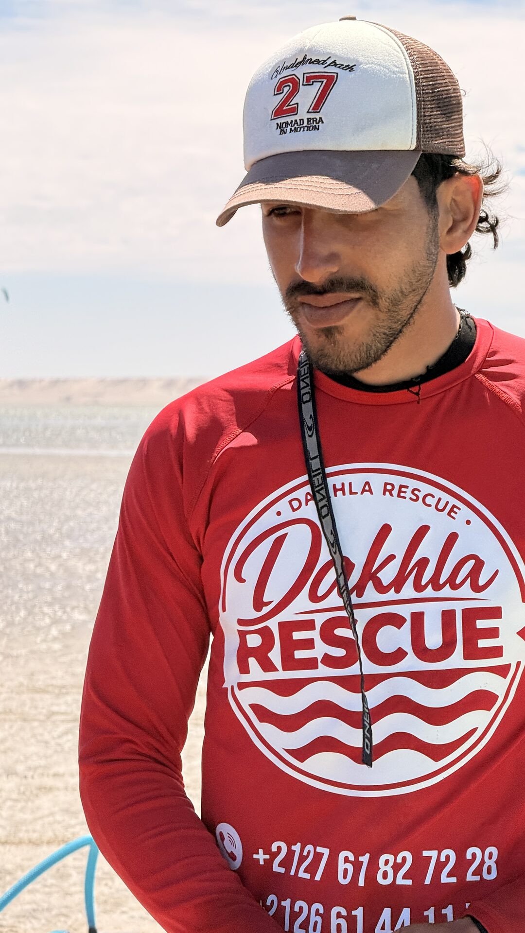 Instructor and student at the Dakhla shoreline