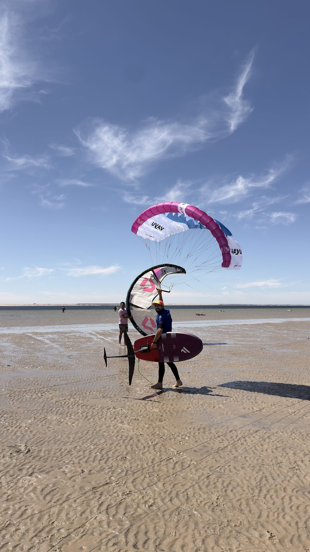 Surfer riding a wave in Dakhla